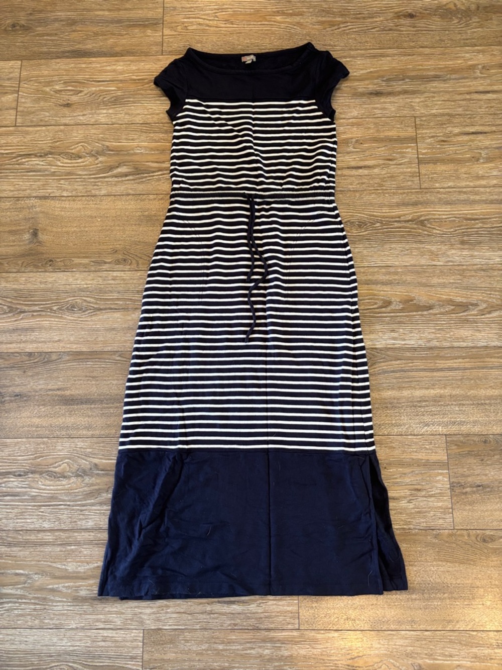 Women’s Talbots Navy and White Striped Maxi Dress Size Small Petites